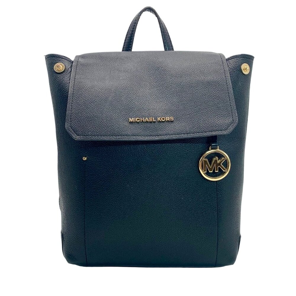 Michael Kors Hayes Black Pebbled Leather Backpack
